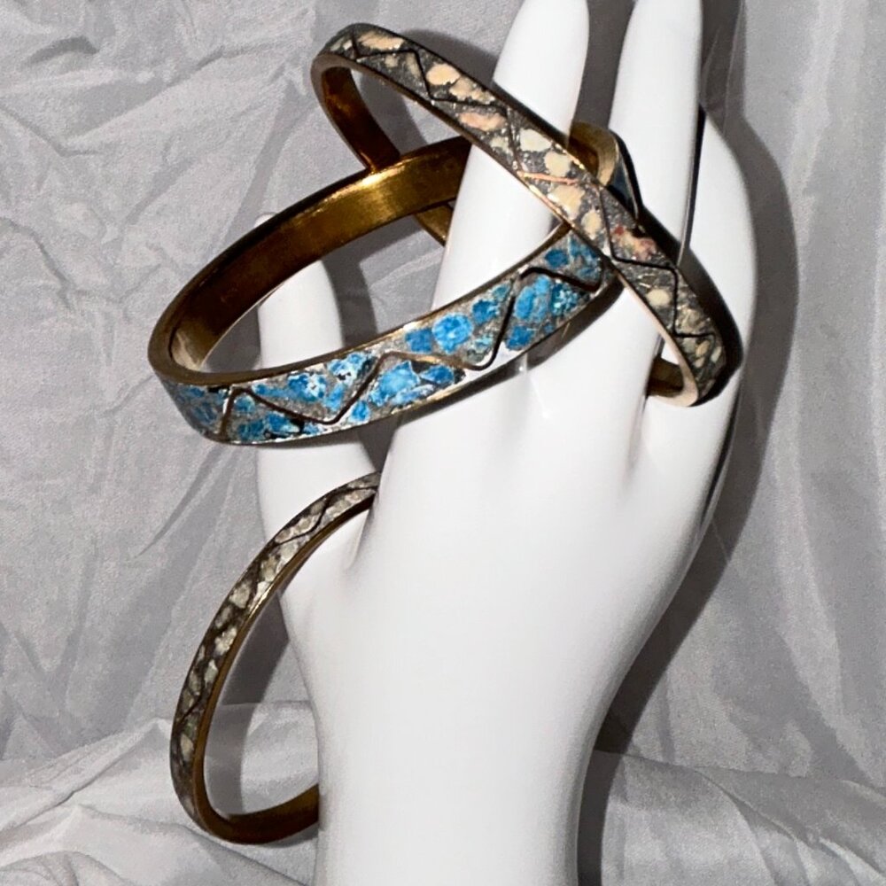 India Inlaid Brass Bangles